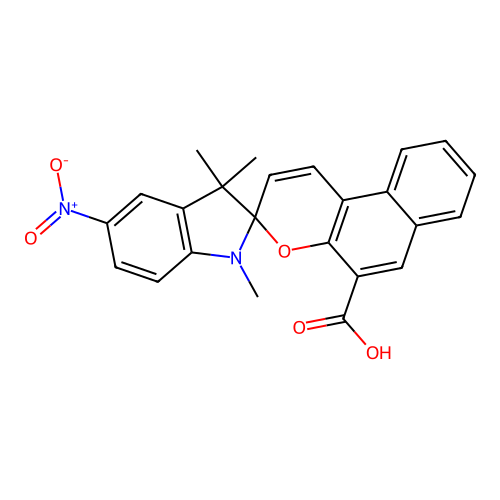 1',3',3'-trimethyl-5'-nitrospiro[benzo[f]chromene-3,2'-indole]-5-carboxylic acid structure
