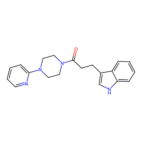3-(1H-indol-3-yl)-1-(4-(pyridin-2-yl)piperazin-1-yl)propan-1-one structure