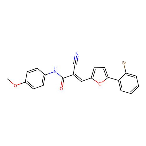 (2E)-3-[5-(2-bromophenyl)furan-2-yl]-2-cyano-N-(4-methoxyphenyl)prop-2-enamide structure