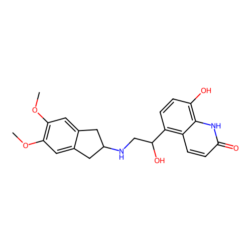 5-[2-(5,6-dimethoxy-indan-2-ylamino)-1-hydroxy-ethyl]-8-hydroxy-1h-quinolin-2-one structure