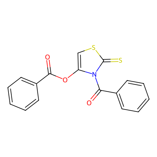 Benzoic acid 3-benzoyl-2-thioxo-2,3-dihydro-thiazol-4-yl ester structure
