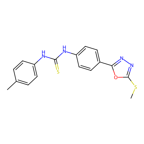 1-[4-(5-Methylsulfanyl-1,3,4-oxadiazol-2-yl)phenyl]-3-(p-tolyl)thiourea structure
