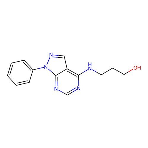 3-[(1-Phenylpyrazolo[4,5-e]pyrimidin-4-yl)amino]propan-1-ol structure