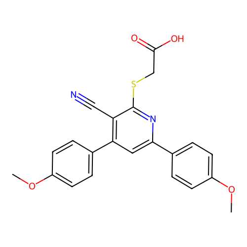{[3-Cyano-4,6-bis(4-methoxyphenyl)pyridin-2-yl]sulfanyl}acetic acid structure