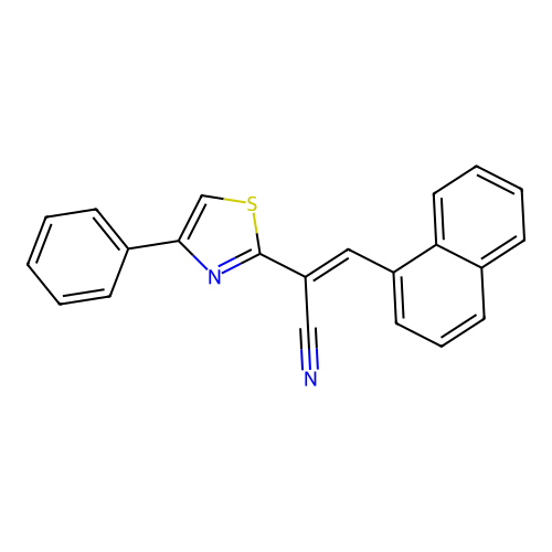 (2E)-3-(naphthalen-1-yl)-2-(4-phenyl-1,3-thiazol-2-yl)prop-2-enenitrile structure