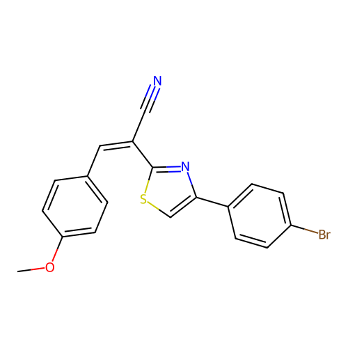 (Z)-2-(4-(4-bromophenyl)thiazol-2-yl)-3-(4-methoxyphenyl)acrylonitrile structure