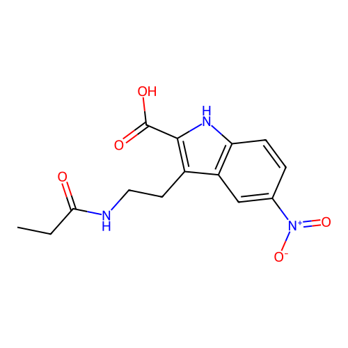 5-nitro-3-[2-(propanoylamino)ethyl]-1H-indole-2-carboxylic Acid structure
