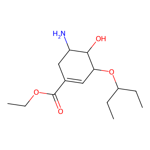 Ethyl 5-amino-4-hydroxy-3-pentan-3-yloxycyclohexene-1-carboxylate structure