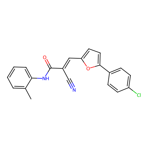 (2E)-3-[5-(4-chlorophenyl)furan-2-yl]-2-cyano-N-(2-methylphenyl)prop-2-enamide structure