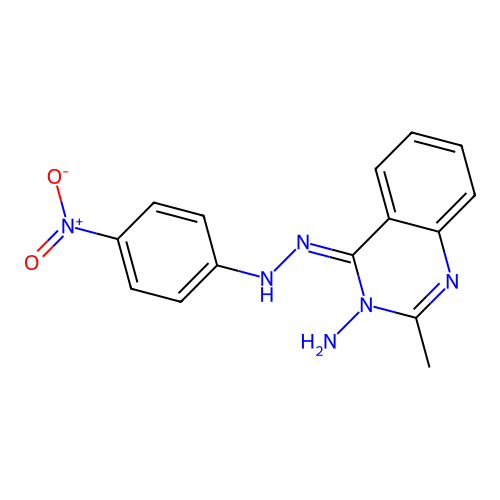 (Z)-2-methyl-4-(2-(4-nitrophenyl)hydrazono)quinazolin-3(4H)-amine structure