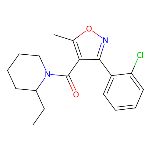 Methanone, [3-(2-chlorophenyl)-5-methyl-4-isoxazolyl](2-ethyl-1-piperidyl)- structure