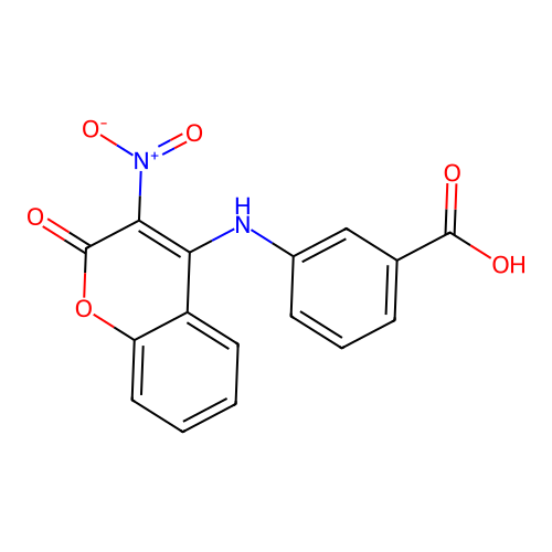 3-[(3-Nitro-2-oxochromen-4-yl)amino]benzoic acid structure