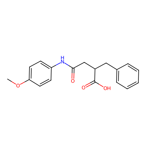 2-Benzyl-N-(4-methoxy-phenyl)-succinamic acid structure