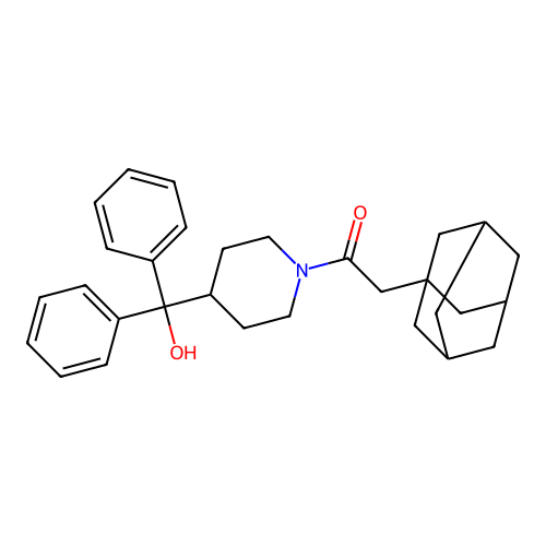 2-(1-adamantyl)-1-[4-(hydroxy-diphenyl-methyl)-1-piperidyl]ethanone structure