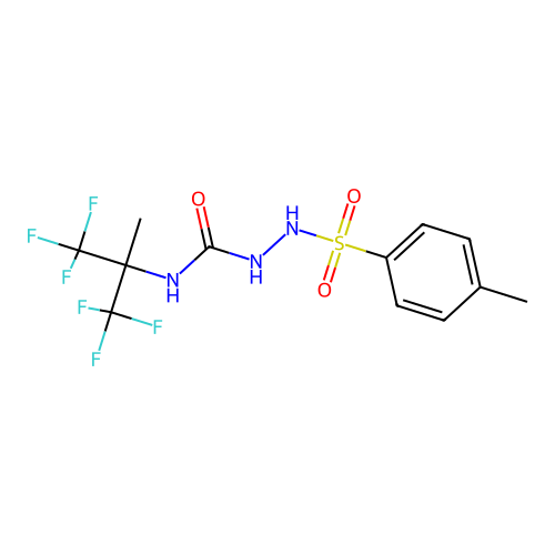 N-(1,1,1,3,3,3-hexafluoro-2-methylpropan-2-yl)-2-[(4-methylphenyl)sulfonyl]hydrazinecarboxamide structure