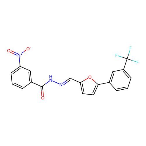 3-nitro-N'-[(E)-{5-[3-(trifluoromethyl)phenyl]furan-2-yl}methylidene]benzohydrazide structure
