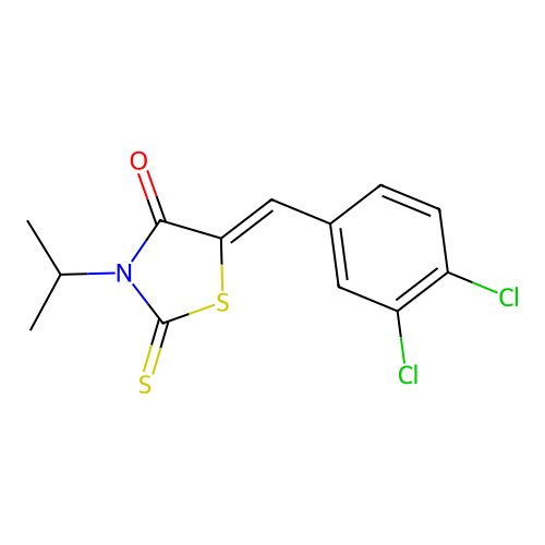 (5Z)-5-(3,4-dichlorobenzylidene)-3-isopropyl-2-thioxo-1,3-thiazolidin-4-one structure