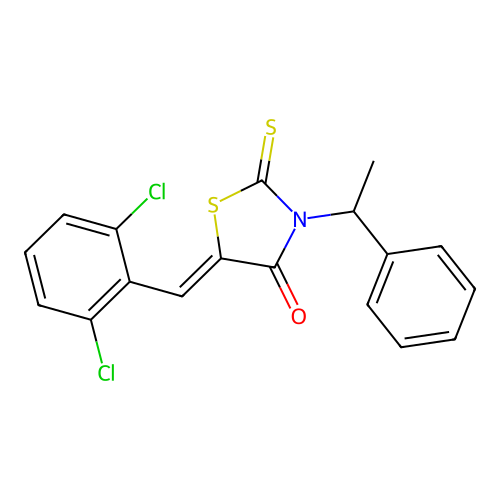 (5Z)-5-[(2,6-dichlorophenyl)methylidene]-3-(1-phenylethyl)-2-sulfanylidene-1,3-thiazolidin-4-one structure