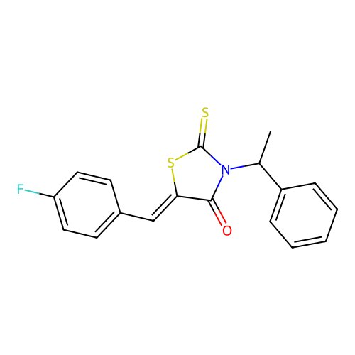 (Z)-5-(4-fluorobenzylidene)-3-(1-phenylethyl)-2-thioxothiazolidin-4-one structure