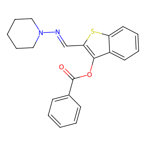 2-[(1-Piperidinylimino)methyl]-1-benzothien-3-yl benzoate structure