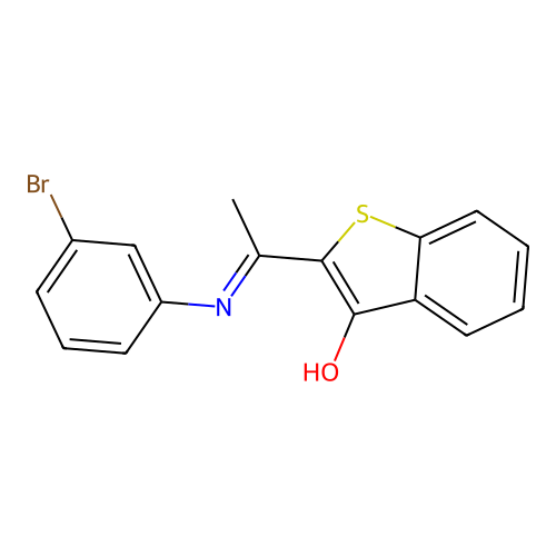 (2E)-2-{1-[(3-bromophenyl)amino]ethylidene}-1-benzothiophen-3(2H)-one structure