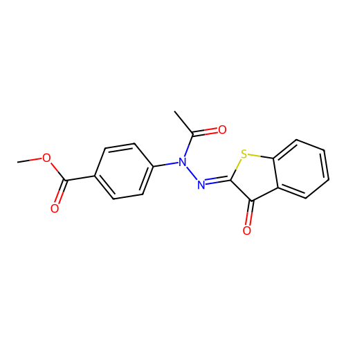 (Z)-methyl 4-(1-acetyl-2-(3-oxobenzo[b]thiophen-2(3H)-ylidene)hydrazinyl)benzoate structure