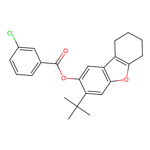 3-(Tert-butyl)-6,7,8,9-tetrahydrodibenzo[B,D]furan-2-YL 3-chlorobenzoate structure