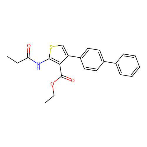 Ethyl 4-(biphenyl-4-yl)-2-(propanoylamino)thiophene-3-carboxylate structure