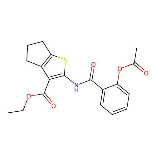 ethyl 2-(2-acetoxybenzamido)-5,6-dihydro-4H-cyclopenta[b]thiophene-3-carboxylate structure