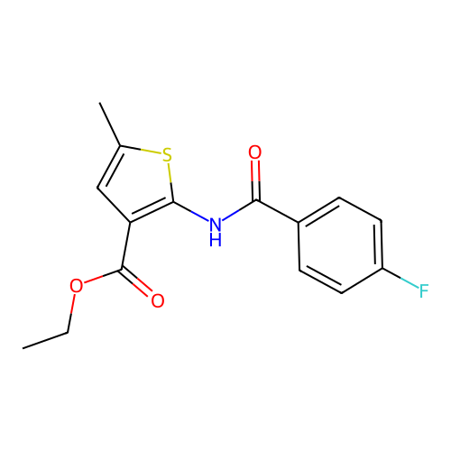 Ethyl 2-[(4-fluorobenzoyl)amino]-5-methylthiophene-3-carboxylate structure
