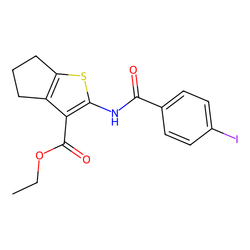ETHYL 2-(4-IODOBENZAMIDO)-4H,5H,6H-CYCLOPENTA[B]THIOPHENE-3-CARBOXYLATE structure