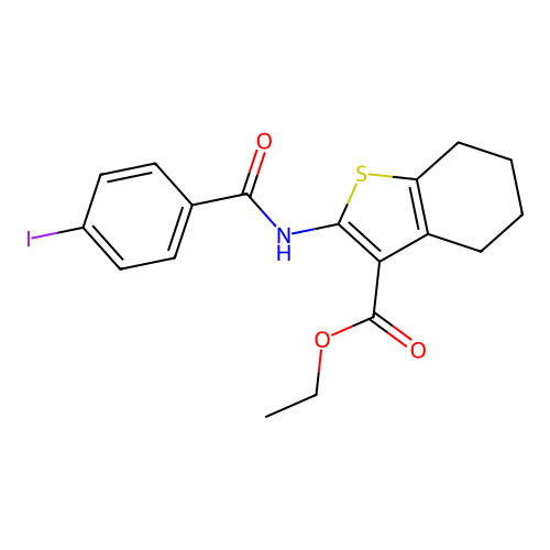 ETHYL 2-(4-IODOBENZAMIDO)-4,5,6,7-TETRAHYDRO-1-BENZOTHIOPHENE-3-CARBOXYLATE structure