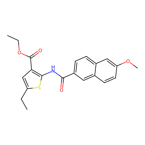 ethyl 5-ethyl-2-(6-methoxy-2-naphthamido)thiophene-3-carboxylate structure
