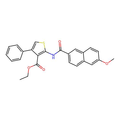 ethyl 2-(6-methoxy-2-naphthamido)-4-phenylthiophene-3-carboxylate structure
