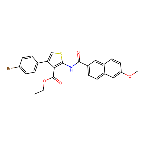Ethyl 4-(4-bromophenyl)-2-[(6-methoxynaphthalene-2-carbonyl)amino]thiophene-3-carboxylate structure