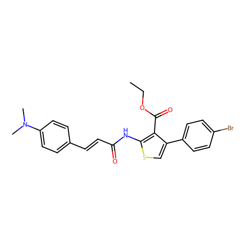 (E)-ethyl 4-(4-bromophenyl)-2-(3-(4-(dimethylamino)phenyl)acrylamido)thiophene-3-carboxylate structure