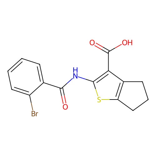 2-(2-bromobenzamido)-5,6-dihydro-4H-cyclopenta[b]thiophene-3-carboxylic acid structure