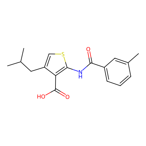 4-Isobutyl-2-(3-methyl-benzoylamino)-thiophene-3-carboxylic acid structure
