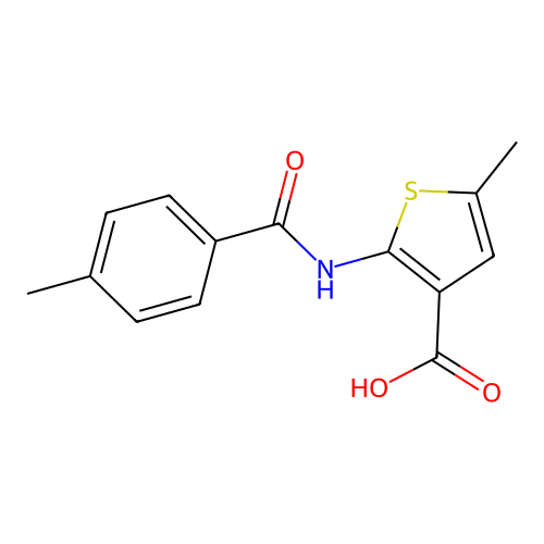 5-Methyl-2-[(4-methylphenyl)carbonylamino]thiophene-3-carboxylic acid structure
