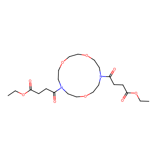 diethyl 4,4'-(1,4,10-trioxa-7,13-diazacyclopentadecane-7,13-diyl)bis(4-oxobutanoate) structure