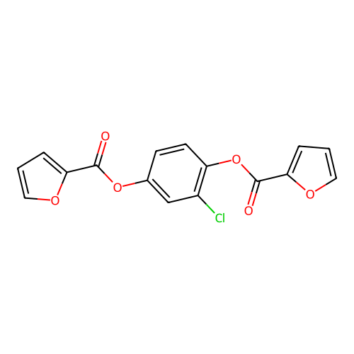 2-Chlorobenzene-1,4-diyl difuran-2-carboxylate structure