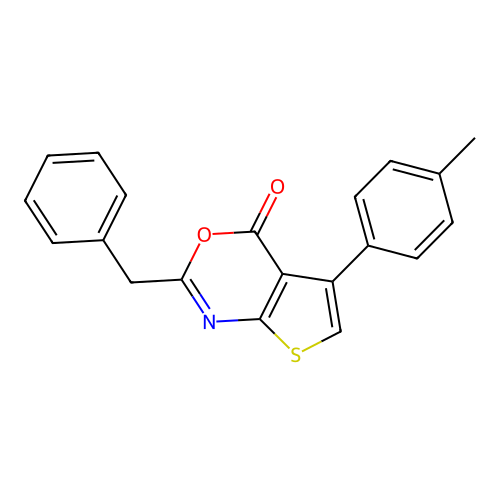 2-benzyl-5-(4-methylphenyl)-4H-thieno[2,3-d][1,3]oxazin-4-one structure
