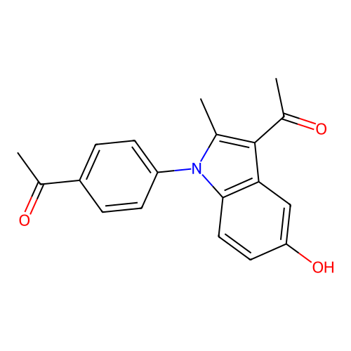 1-[1-(4-Acetyl-phenyl)-5-hydroxy-2-methyl-1H-indol-3-yl]-ethanone structure