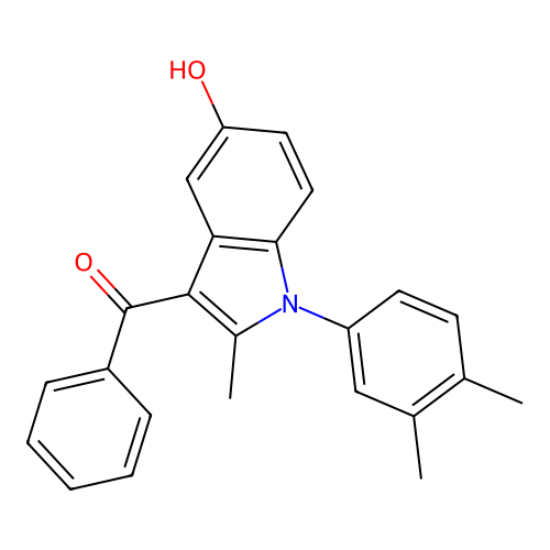 [1-(3,4-dimethylphenyl)-5-hydroxy-2-methyl-1H-indol-3-yl](phenyl)methanone structure