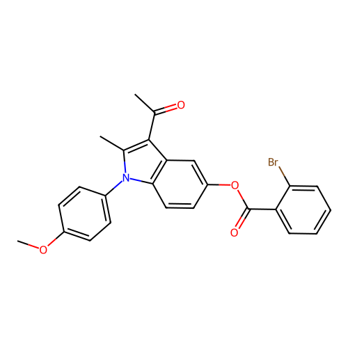 3-acetyl-1-(4-methoxyphenyl)-2-methyl-1H-indol-5-yl 2-bromobenzoate structure
