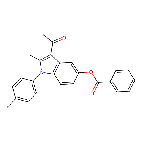 3-acetyl-2-methyl-1-(4-methylphenyl)-1H-indol-5-yl benzoate structure