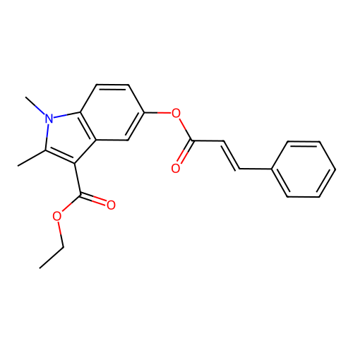 ethyl 1,2-dimethyl-5-{[(2E)-3-phenylprop-2-enoyl]oxy}-1H-indole-3-carboxylate structure