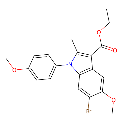 ethyl 6-bromo-5-methoxy-1-(4-methoxyphenyl)-2-methyl-1H-indole-3-carboxylate structure