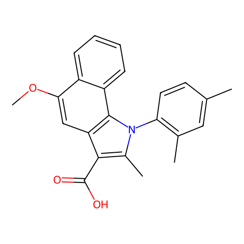 1-(2,4-Dimethylphenyl)-5-methoxy-2-methylbenzo[g]indole-3-carboxylic acid structure