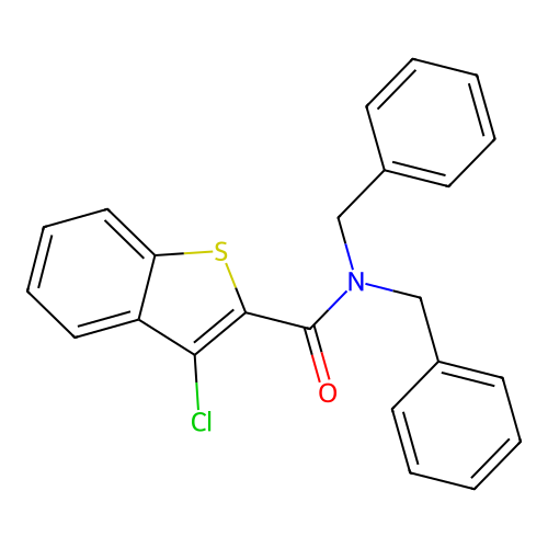N,N-dibenzyl-3-chloro-1-benzothiophene-2-carboxamide structure